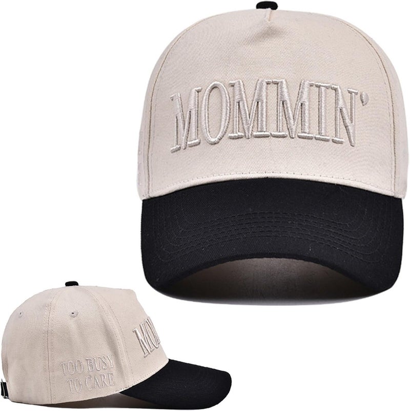 Asadovce Mommin Trucker Hat for Women Embroidered Mom Baseball Cap Adjustable Canvas Vintage Hat for Casual Wear - Image 1